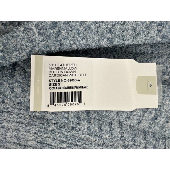 Softies 30" Marshmallow Button Down Cardigan w/ Belt sz S Heather Spring Lake - Picture 4 of 6